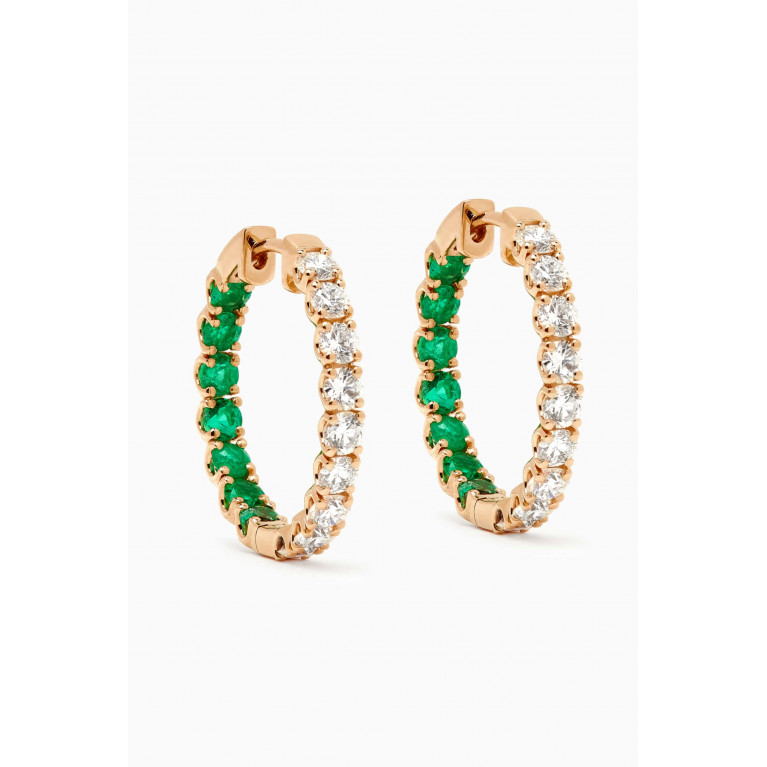 Fergus James - Crescent Green Emerald & Diamond Hoops in 18kt Gold