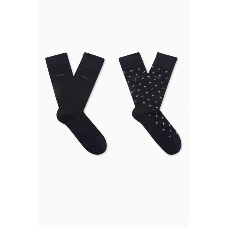 Boss - Logo Socks in Cotton Blend, Set of 2