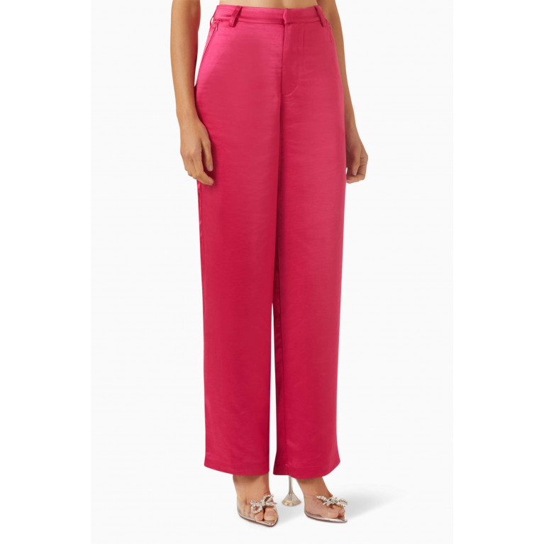 Good American - Straight-fit Pants in Satin Pink