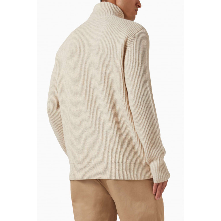 Les Deux - Eddie Rollneck Ribbed Sweater in Wool Knit