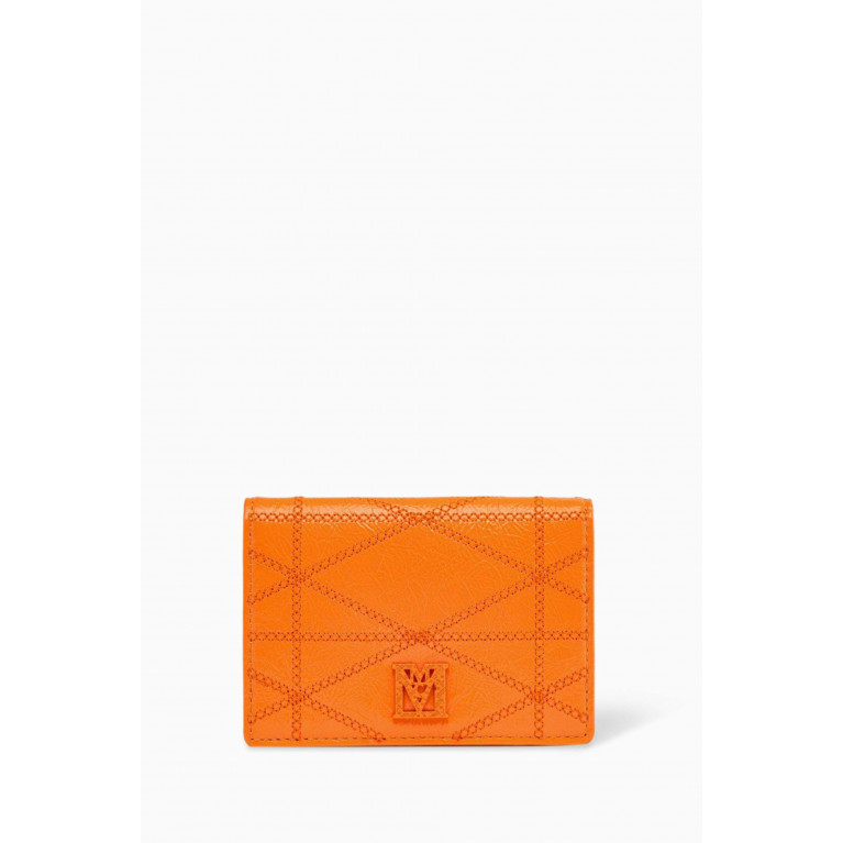 MCM - Mini Travia Quilted Card Wallet in Crushed Leather