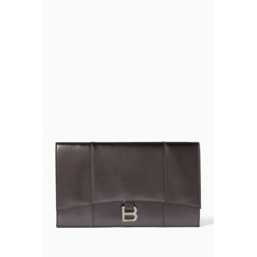Balenciaga - Hourglass Flat Pouch in Metallic Croc-embossed Leather
