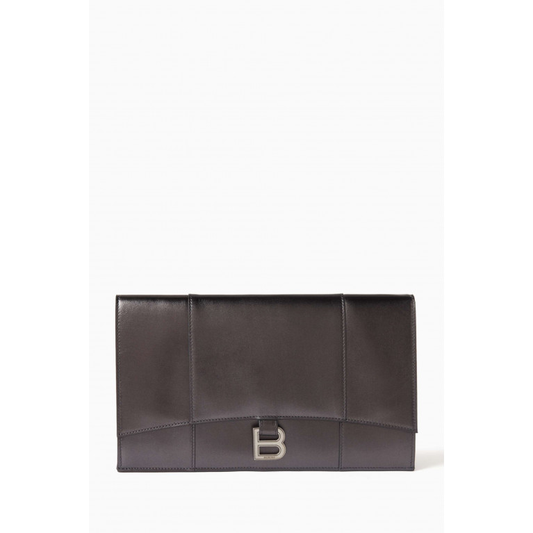 Balenciaga - Hourglass Flat Pouch in Metallic Croc-embossed Leather