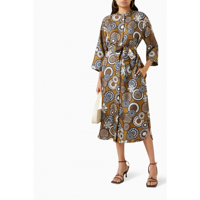 Max Mara - Printed Midi Dress in Silk-twill
