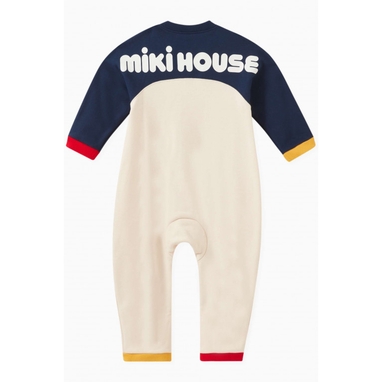 Miki House - Logo-print Romper in Cotton Blend Multicolour
