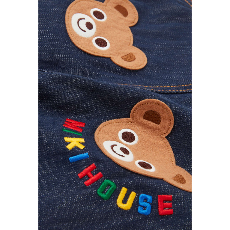 Miki House - Logo-embroidered Dungarees in Cotton Brown