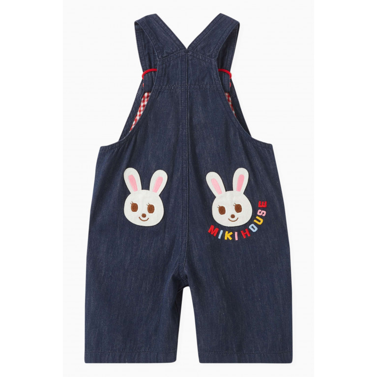 Miki House - Logo-embroidered Dungarees in Cotton White