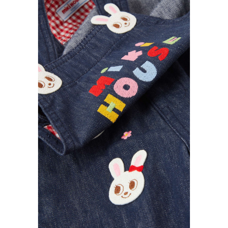 Miki House - Logo-embroidered Dungarees in Cotton White
