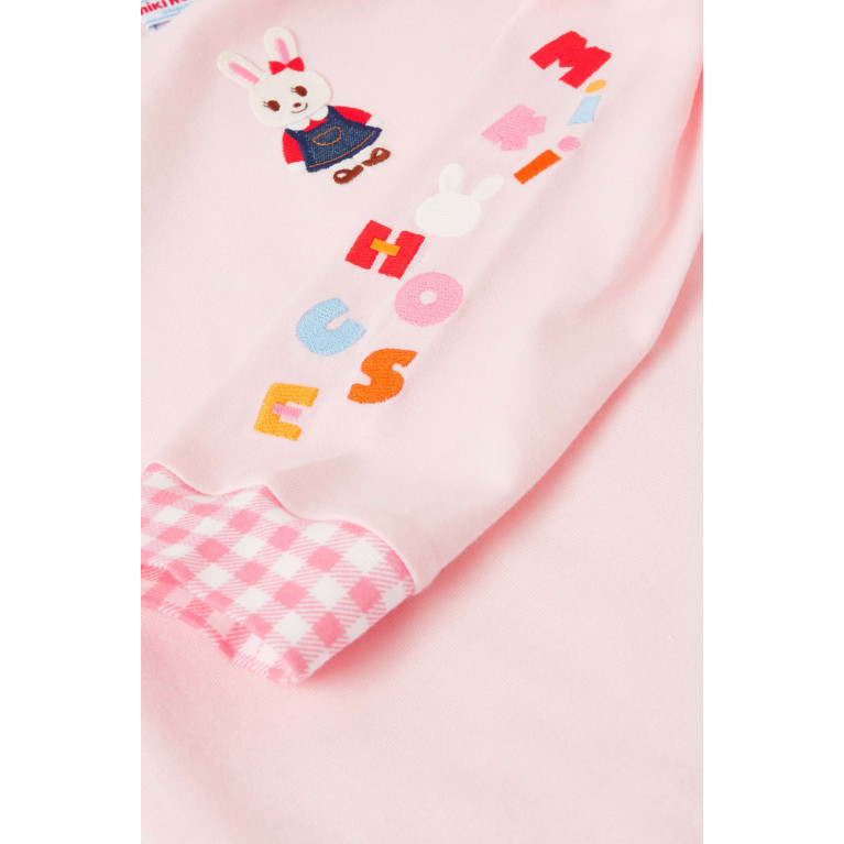 Miki House - Rabbit Long Sleeved T-Shirt in Cotton Pink