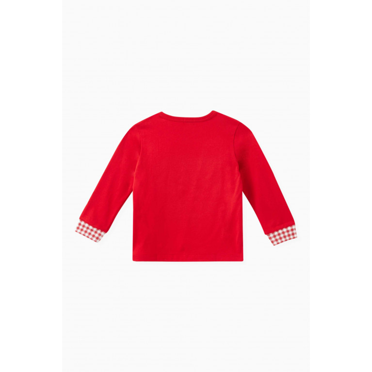 Miki House - Rabbit Long Sleeved T-Shirt in Cotton Red