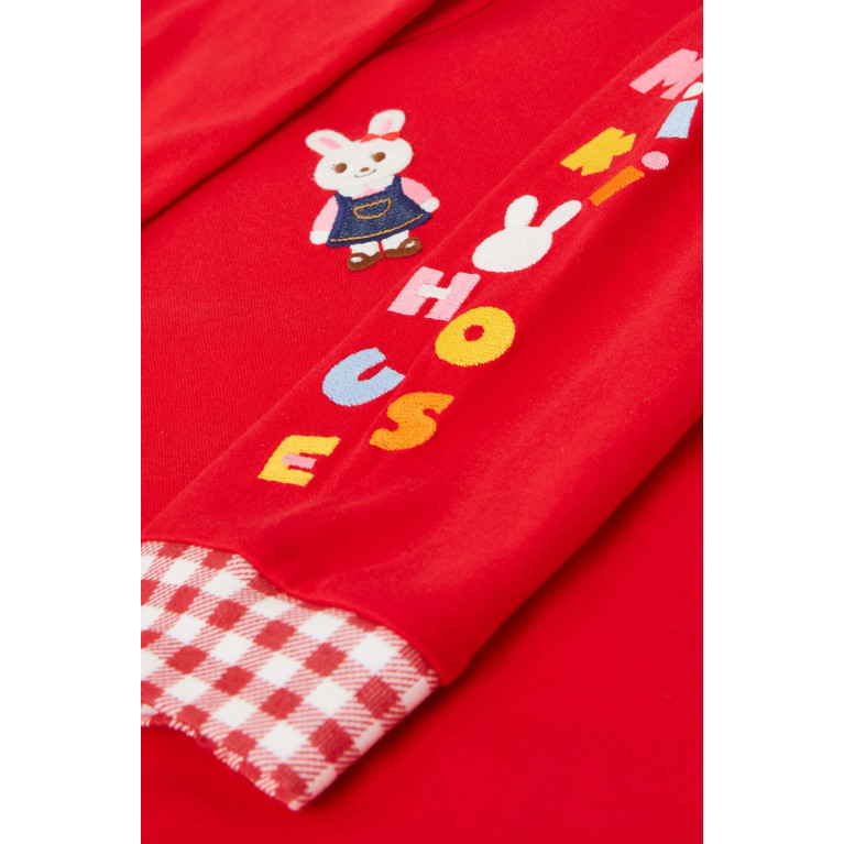 Miki House - Rabbit Long Sleeved T-Shirt in Cotton Red
