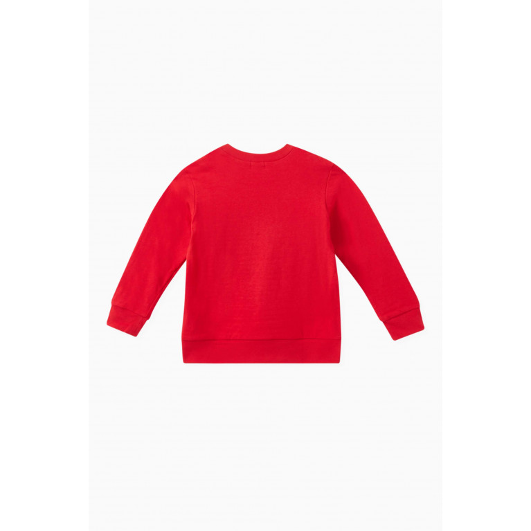 Miki House - Bear Print Sweater in Cotton Red