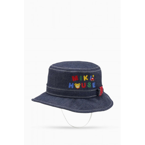 Miki House - Logo-embroidered Bucket Hat in Cotton Blue