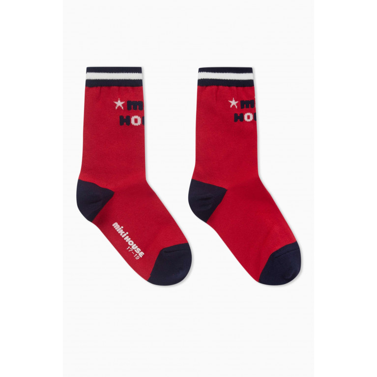Miki House - Logo Socks in Cotton Red