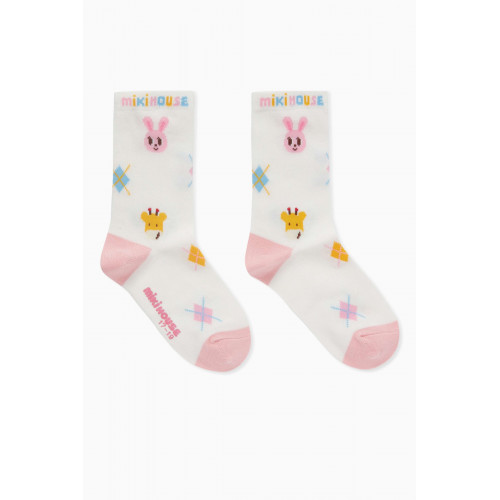 Miki House - Logo Socks in Cotton Pink