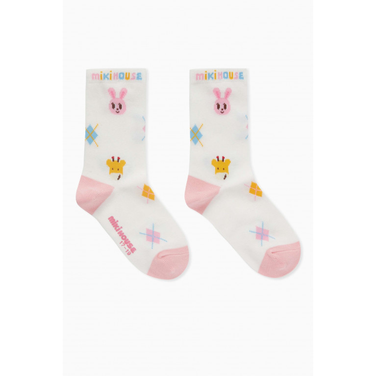Miki House - Logo Socks in Cotton Pink