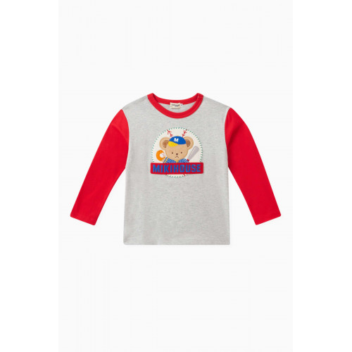Miki House - Baseball Logo T-shirt in Cotton Red