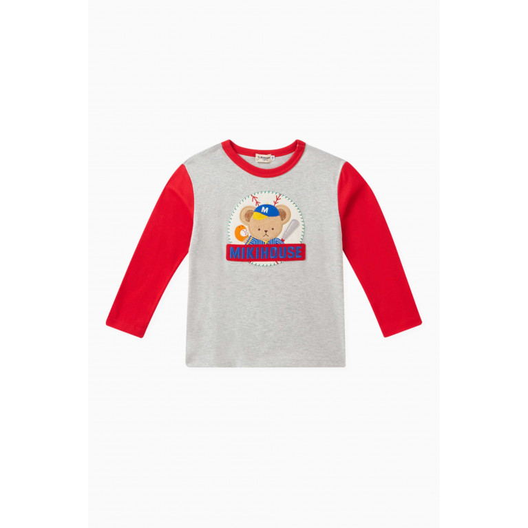 Miki House - Baseball Logo T-shirt in Cotton Red