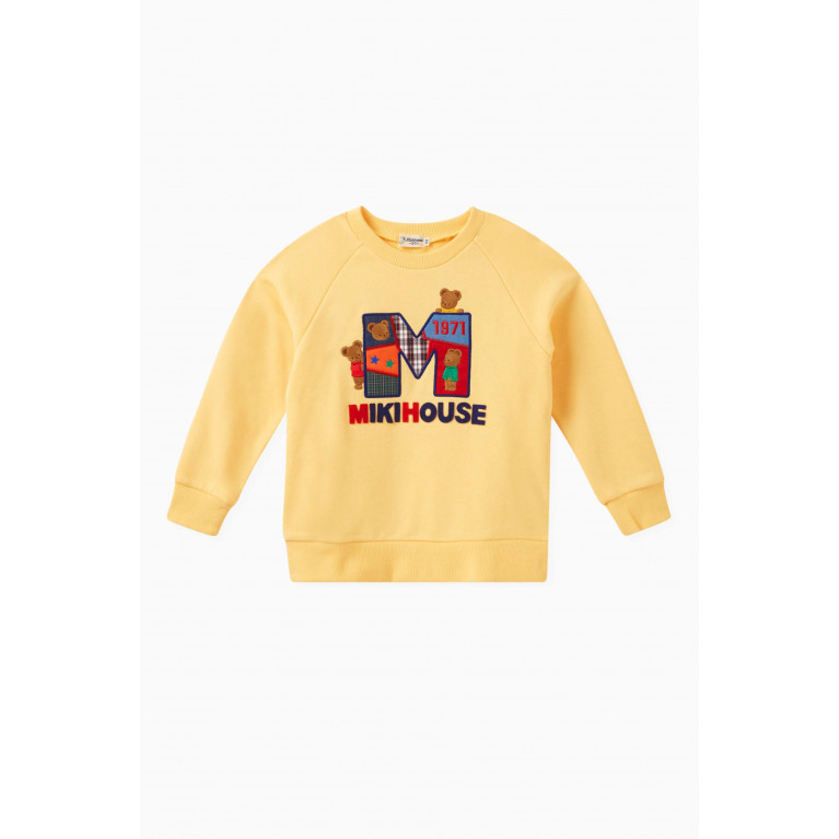 Miki House - Logo Sweatshirt in Cotton Yellow