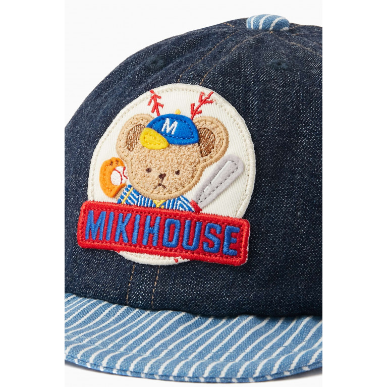 Miki House - Baseball Bear Logo Cap in Cotton