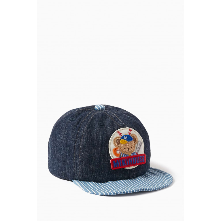 Miki House - Baseball Bear Logo Cap in Cotton