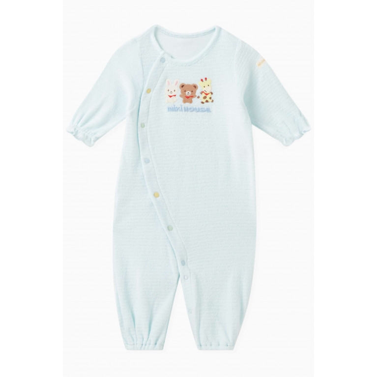 Miki House - Two-way Logo Coverall in Cotton Blue