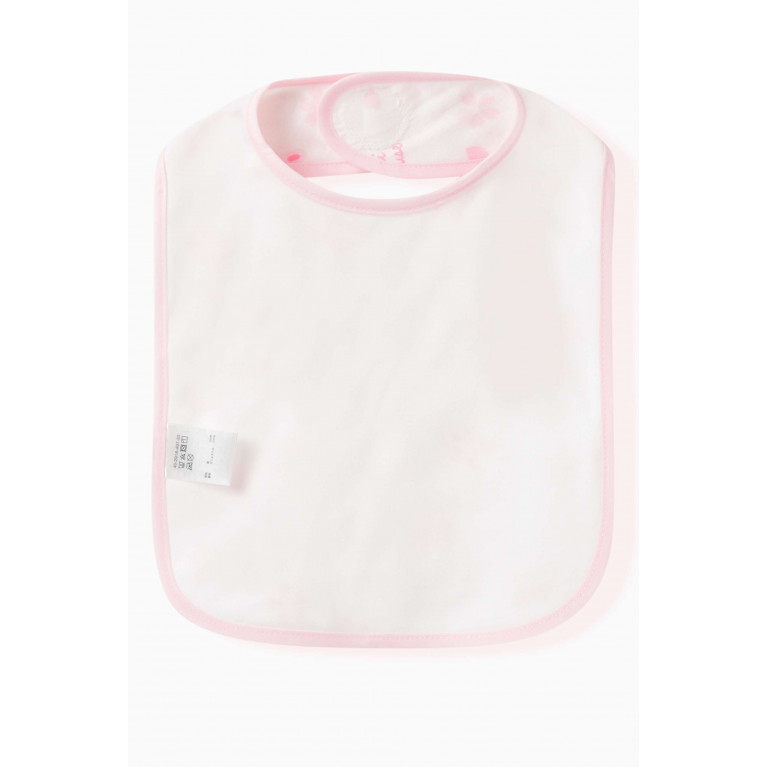 Miki House - Floral Bunny Printed Bib in Cotton Pink