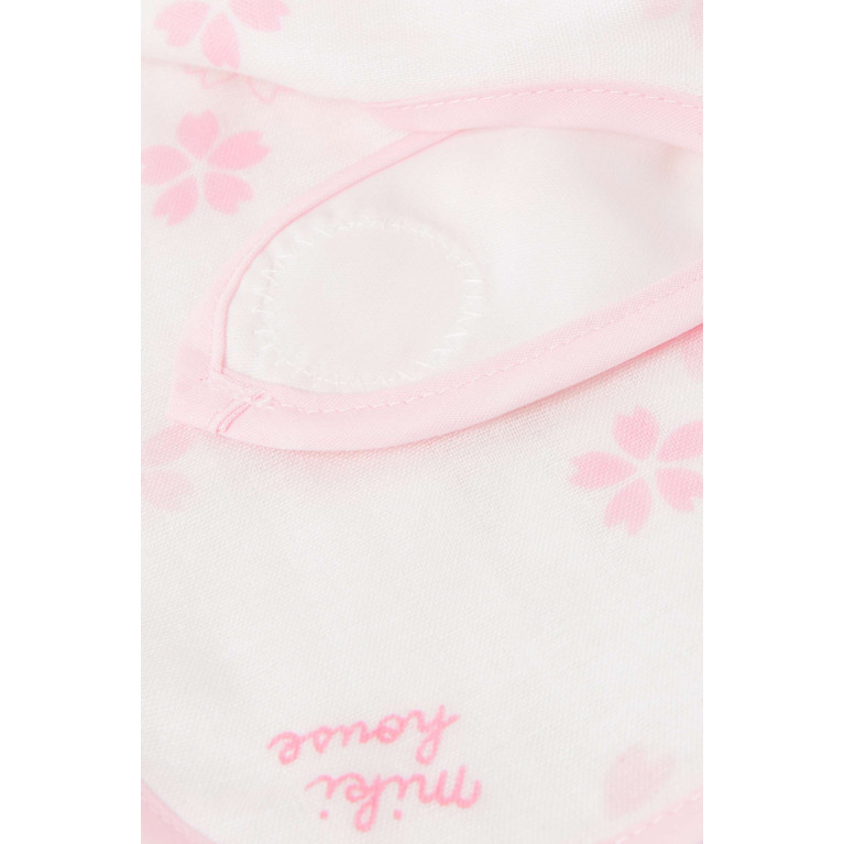 Miki House - Floral Bunny Printed Bib in Cotton Pink