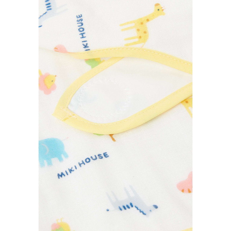 Miki House - Animal Printed Bib in Cotton Yellow