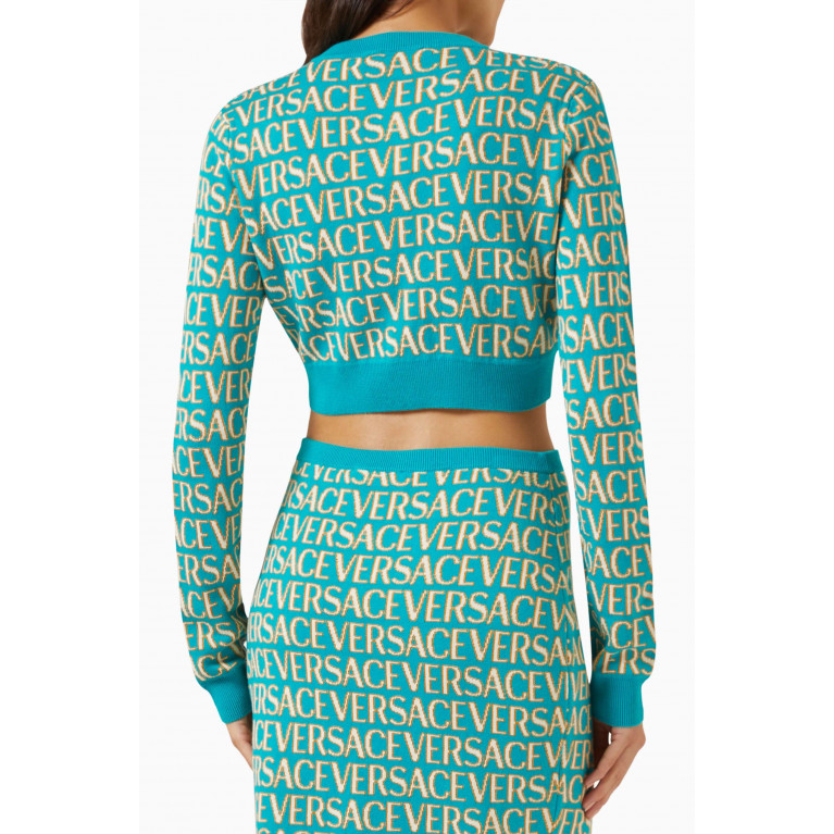Versace - All-over Logo Cropped Sweater in Cotton