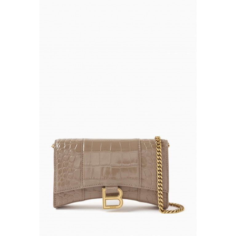 Balenciaga - Hourglass Wallet on Chain in Croc-embossed Calfskin