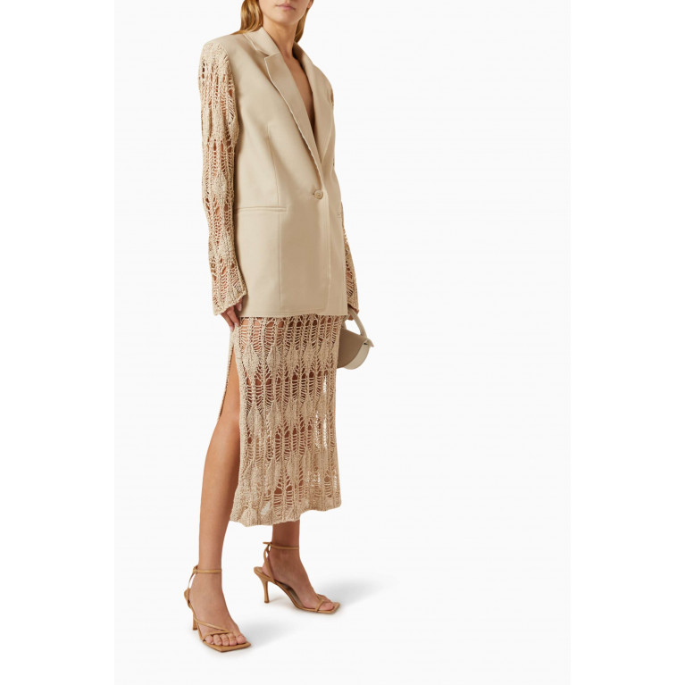 Bec + Bridge - Lyra Slit Midi Skirt in Crochet-knit