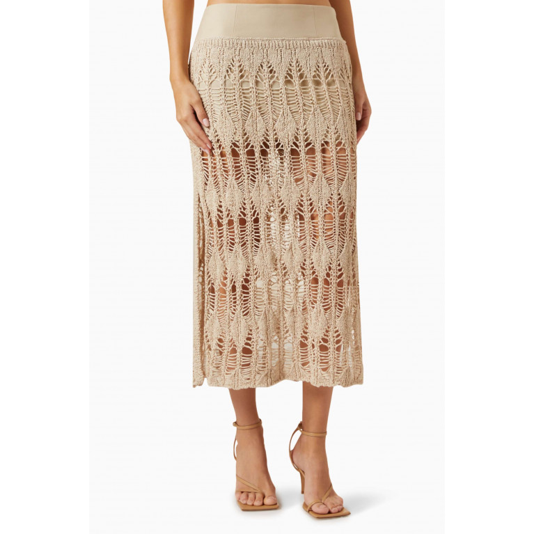 Bec + Bridge - Lyra Slit Midi Skirt in Crochet-knit