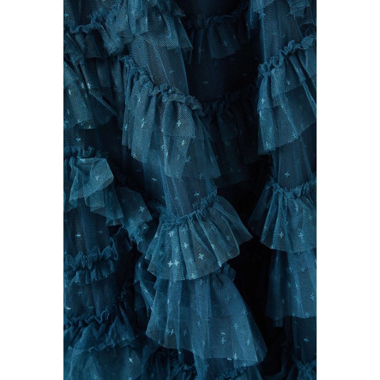 Needle & Thread - Phoenix V-neck Maxi Dress in Tulle Blue