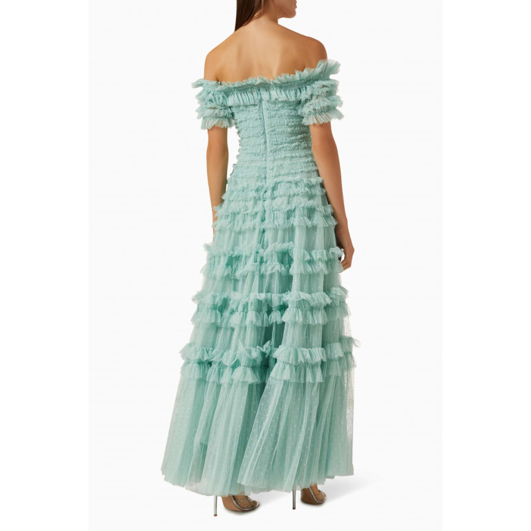 Needle & Thread - Lisette Ruffle Off-shoulder Maxi Dress in Tulle Blue