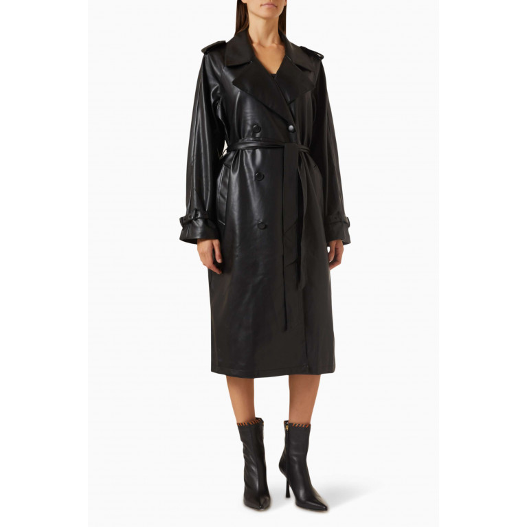 Good American - Trench Coat in Faux Leather