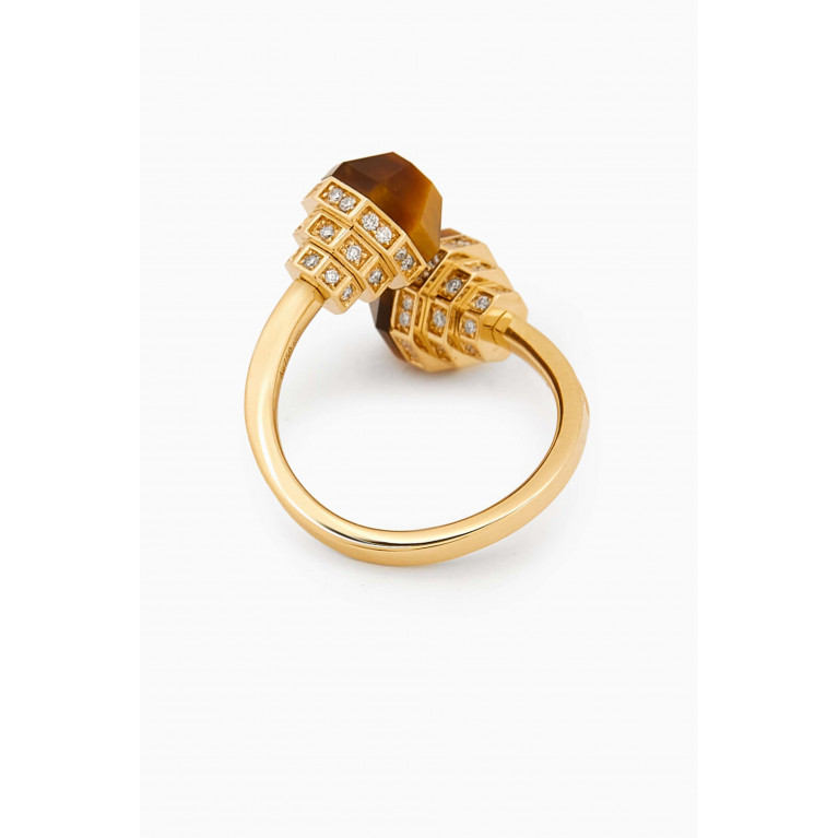 Samra - Azm Turath Tiger Eye & Diamond Ring in 18kt Gold
