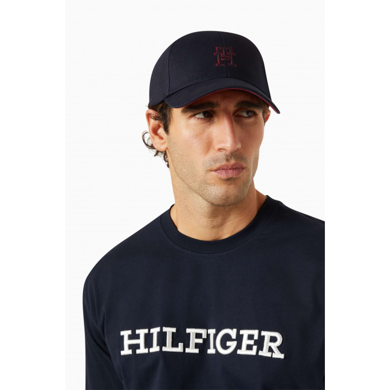 Tommy Hilfiger - TH Monogram Signature Baseball Cap in Cotton Blue