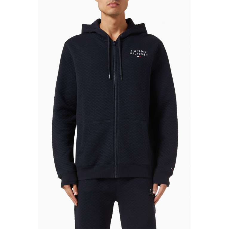 Tommy Hilfiger - TH Original Diamond Quilted Hoodie in Cotton-blend Blue