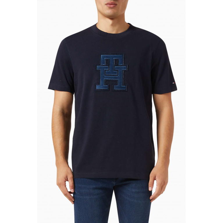 Tommy Hilfiger - TH Monogram Appliqué T-shirt in Jersey Blue