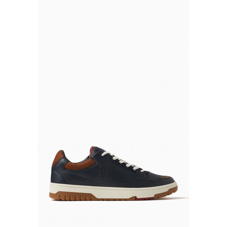 Tommy Hilfiger - TH Monogram Basketball Sneakers in Leather Blue