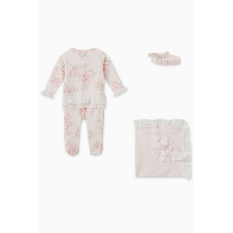 Miniclasix - Floral-print Sleepsuit Set in Cotton