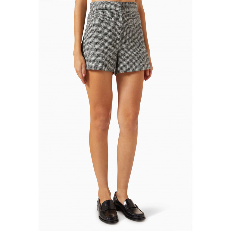 Sandro - Houndstooth High-waisted Shorts in Wool-blend