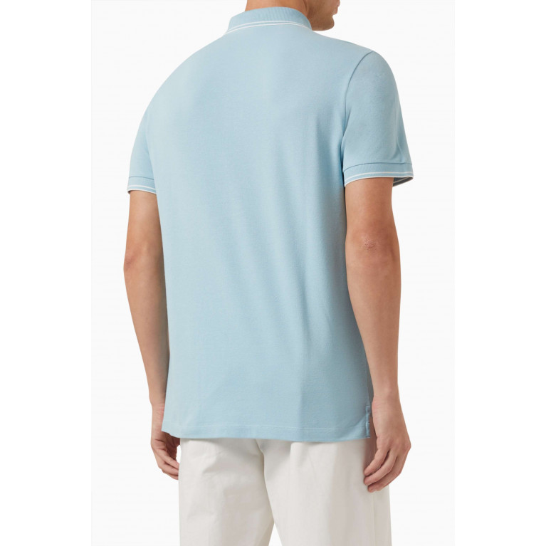 Stone Island - Logo-patch Polo Shirt in Stretch Cotton-piqué Blue