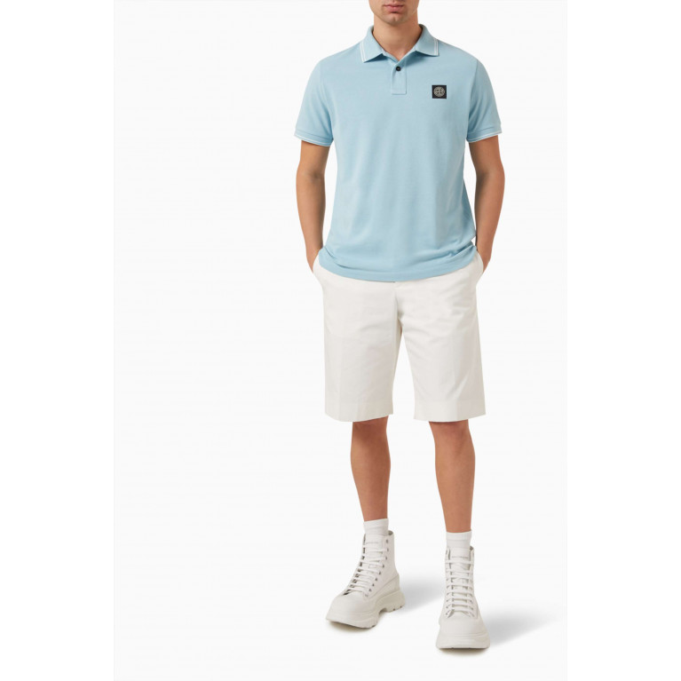 Stone Island - Logo-patch Polo Shirt in Stretch Cotton-piqué Blue