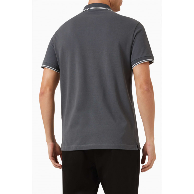Stone Island - Logo-patch Polo Shirt in Stretch Cotton-piqué Grey
