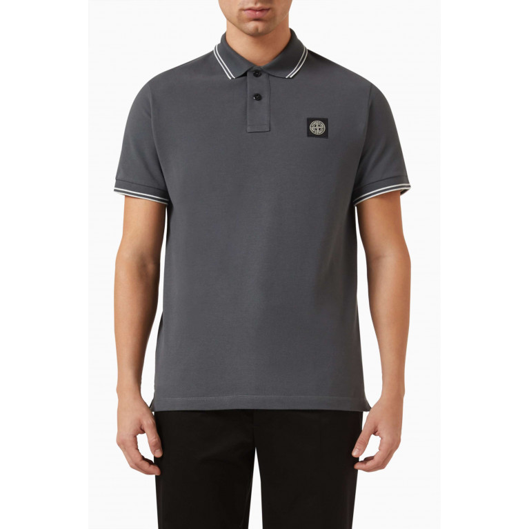 Stone Island - Logo-patch Polo Shirt in Stretch Cotton-piqué Grey