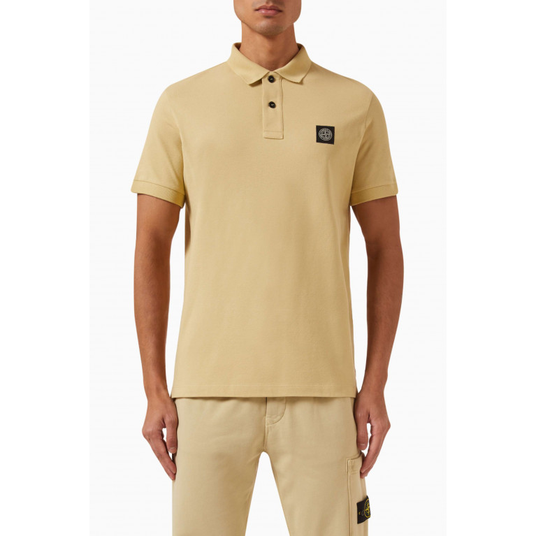 Stone Island - Logo-patch Polo Shirt in Stretch Cotton-piqué Neutral