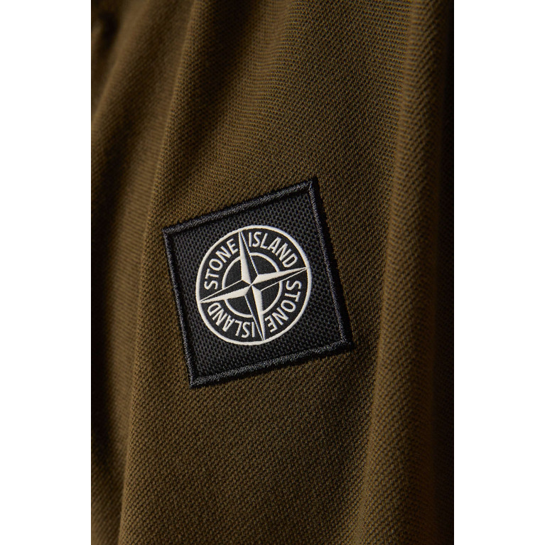 Stone Island - Logo-patch Polo Shirt in Stretch Cotton-piqué Green