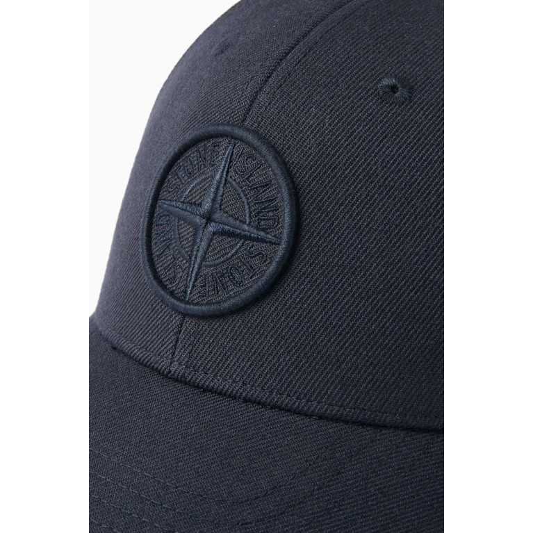 Stone Island - Logo-embroidered Cap in Wool-blend Gabardine Blue